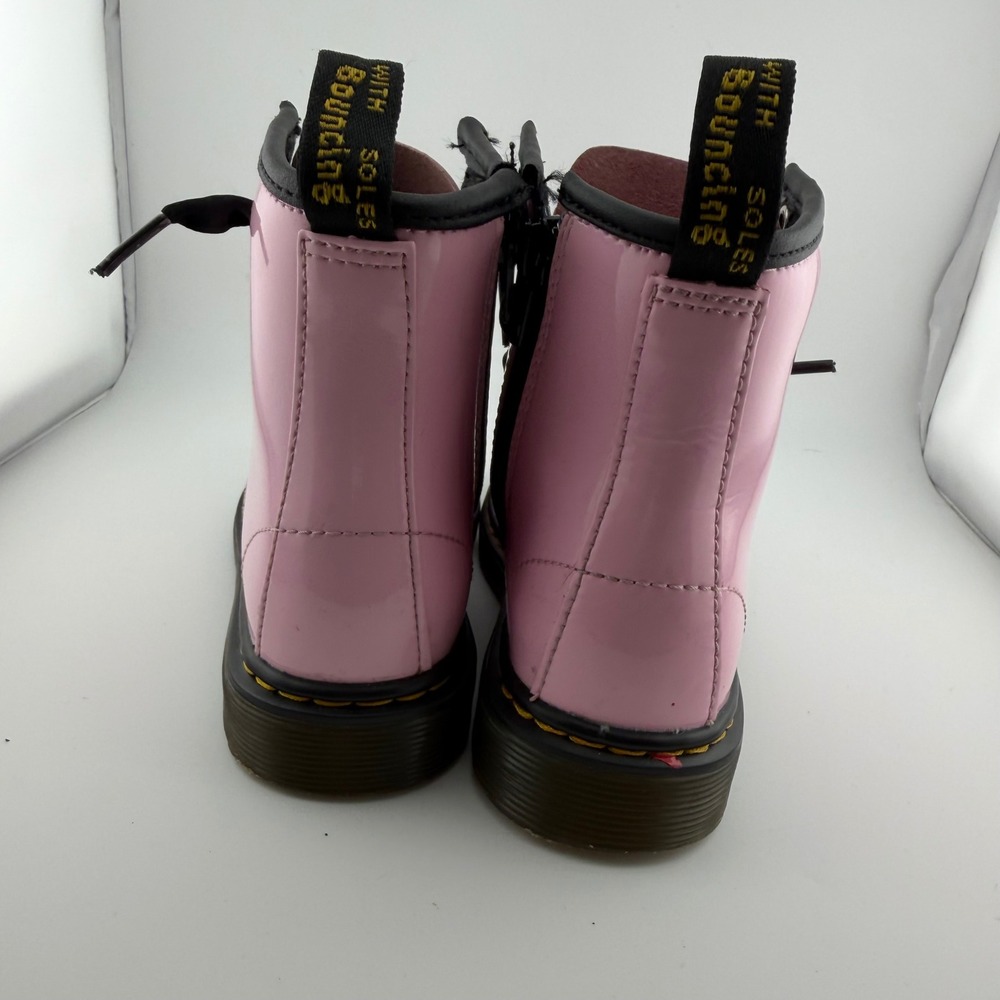 Dr. Martens Delaney Boots Kids Size 11 UK 10 US Pink Patent Ribbon Lace Zip - Picture 5 of 11